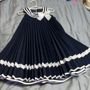 Bonnie jean pleated navy and white dress